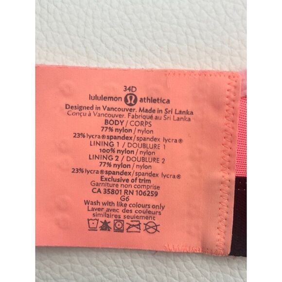 Lululemon Athletica Multicolored Sports Bra Size 34D - Picture 8 of 8